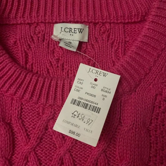 J.Crew Women's Pink Cable Knit Sweater - Picture 2 of 2
